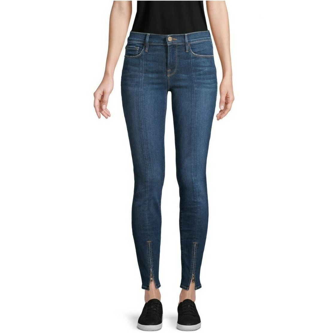 Frame Le Skinny De Jeanne Jeans Size 26 Napa Wash Front Zipper Hem